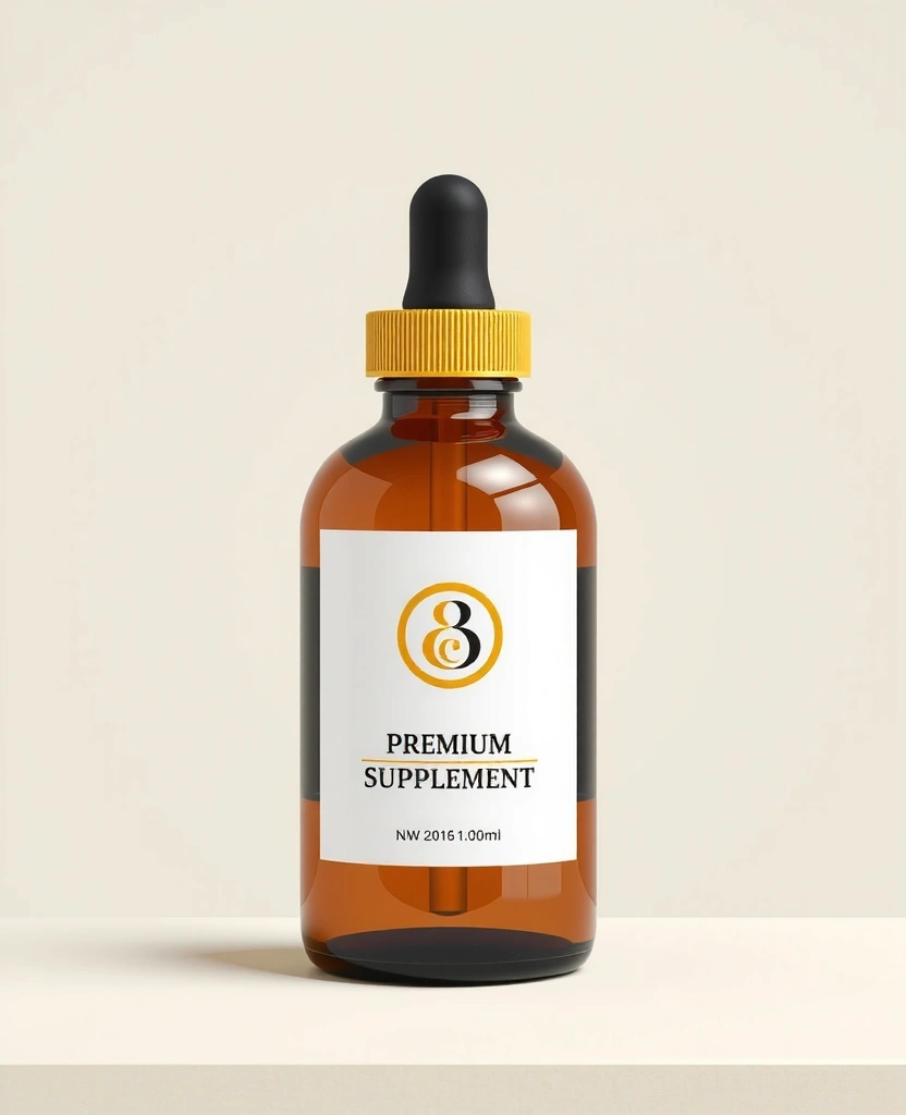 Premium amber glass vitality supplement bottle